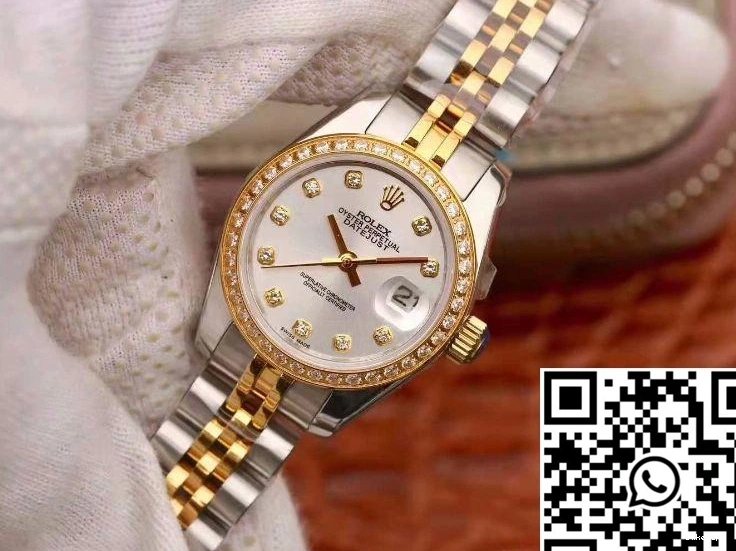 18K Dial Gold 28MM Datejust Silver Lady Rolex Yellow 1123